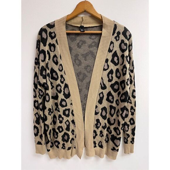 Windsor animal print leopard print fly away cardigan M - Picture 1 of 5